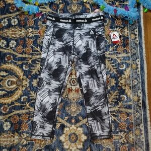 Reebok Black and White Leggings with Urban Camouflage Design